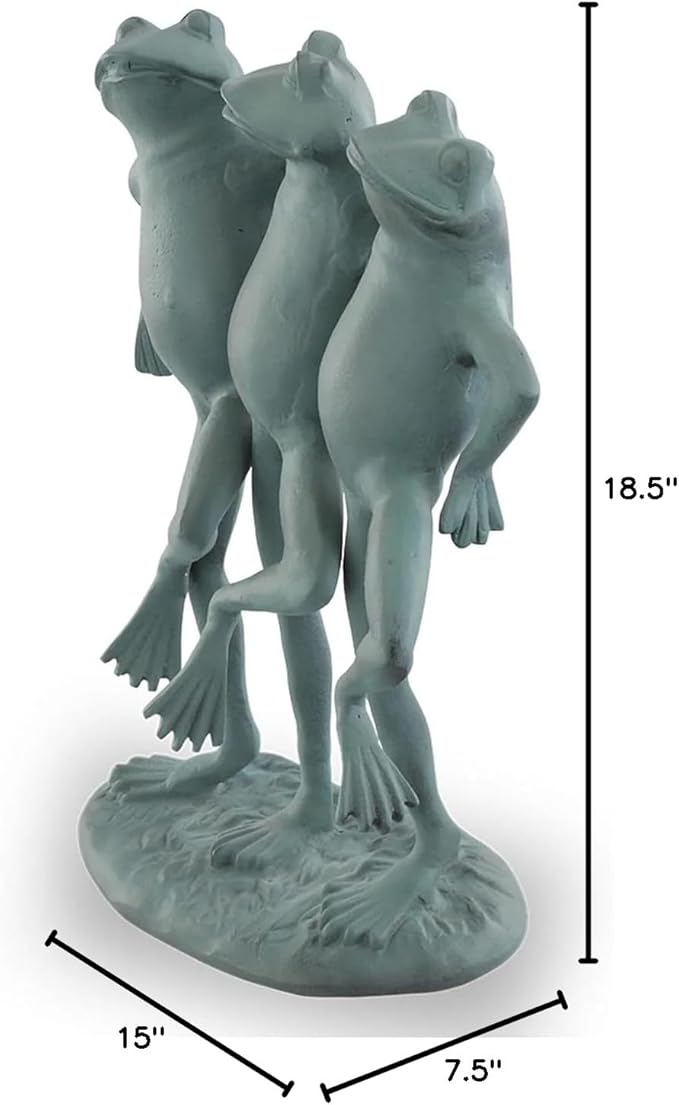 SPI Home Dancing Frog Trio Cast Aluminum Garden Sculpture 18.5 Inches High Outdoor Décor
