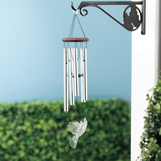 Woodstock Chimes Signature Collection, Woodstock Habitats Chime, 21'', Silver Wind Chimes for Outdoor, Patio, Home or Garden Decor (HCMC)
