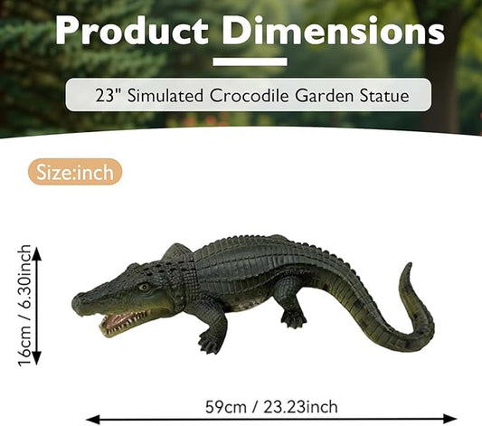 23.2" Large Crocodile Statue for Garden, Outdoor Sculpture, Animal Decor for Yard Porch Entryway Patio Living Room (Large, Crocodile)