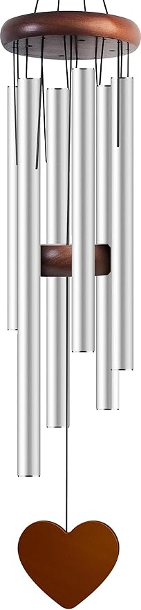 Wind Chimes for Outside, Special Silver Color Wind Chimes, 32" Large Aluminium WindChimes for Outdoor, Garden, Zen, Yard, Patio Decoration, Gift for Mom Women Loved one Neighbors(Heart Shape)