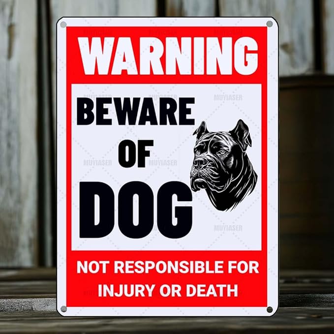 Beware of Dog Sign Cane Corso Metal Sign Warning Beware of Dog Signs for Fence Outdoor Farm Garden Gate Home Yard Decor 8x12 Inch
