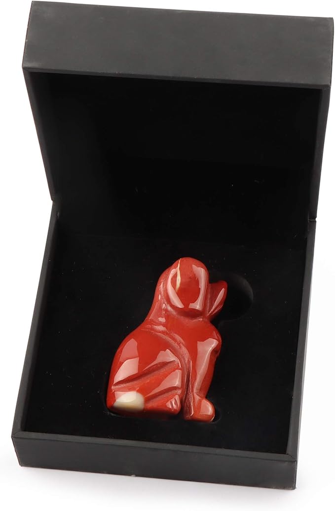 SMQ Dog Gifts Home Decor Crystal Figurines Hand Carved Gemstone Puppy Yoga Dog Memorial Stone Sculpture Mookaite Animal Collectibles Reiki Healing Statue for Garden,Bookshelf,Office,2"