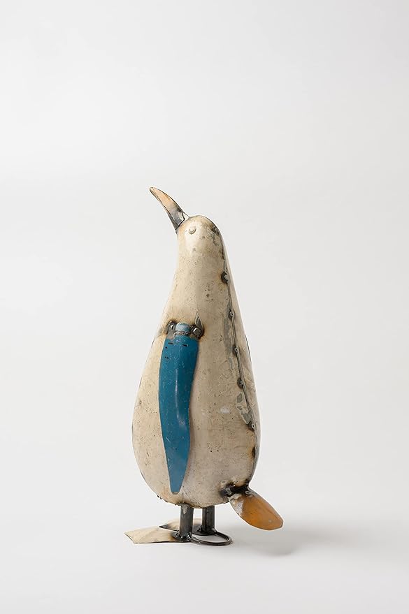 De Kulture Handcrafted Recycled Iron Penguin Decorative Collectible Figurine showpiece Beautify Home Office Holiday décor| Ideal for Garden Balcony Terrace Decoration, 4.5x7x13 (LWH) inches