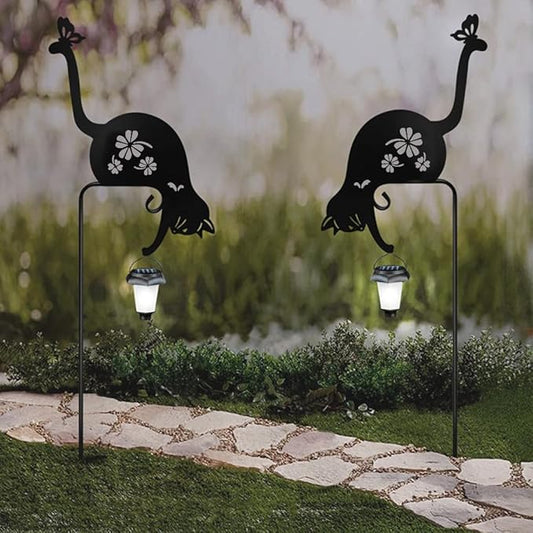 Cat and Dog Metal Decorative Garden Stakes, Silhouette Stakes Animal, Yard Art for Outdoor Decor, Patio, Lawn Ornaments, Animal Lovers Gifts(new cat)