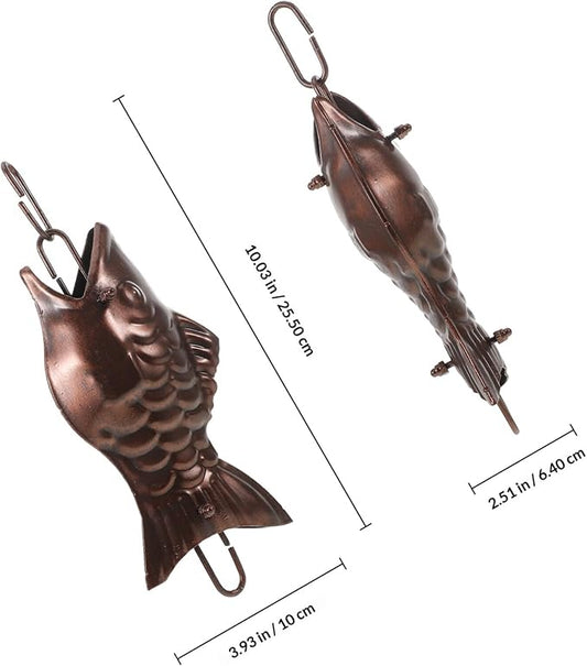 GALPADA Aluminum Alloy Decorative Rain Chain for Gutters Outdoor Hanging Rain Chain with Copper Fish Design for Garden Porch Drainage