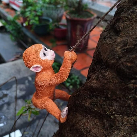 Climbing Monkey Tree Hugger Garden Monkey Statue Resin Animal Sculpture Yard Decor for Outside, Funny Tree Climber Figurine Outdoor Patio Lawn Ornaments