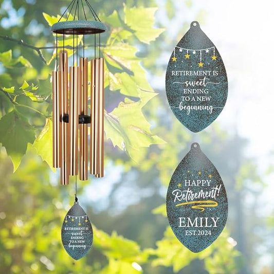 ASTARIN Personalized Happy Retirement Gift, Produced in USA Retirement Wind Chimes for Women Men, 35" Large Deep Tone Wind Chime Retire Gifts for Teacher Co-Workers Boss Husband Friends Parents