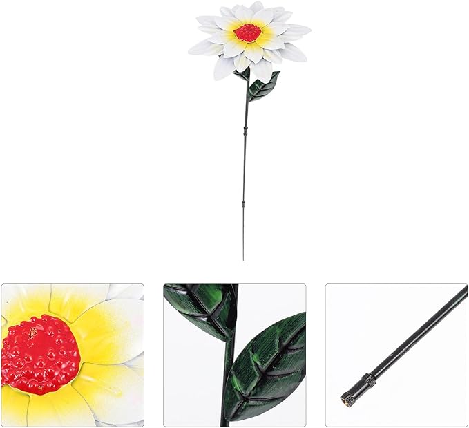 Iron Outdoor Flower Garden Stake Patio Lawn Decoration White Floral Garden Pathway Ornament