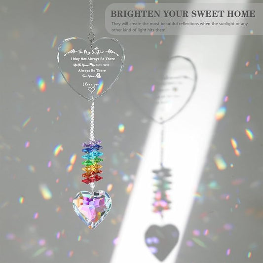 Sister Gifts, Crystal Suncatcher Gifts for Sister Birthday, Sisters Gifts from Sister, Unique Gifts for Sister, Window Hangings Home Decoration