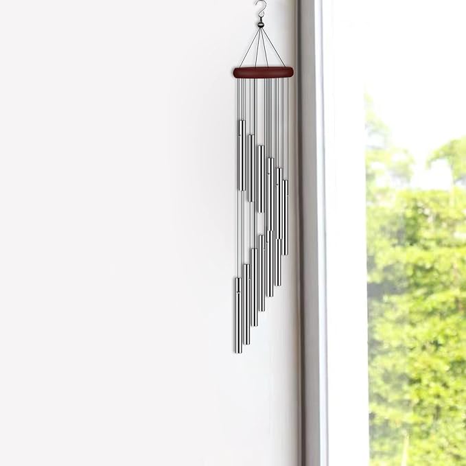 4 Pack Wind Chimes for Outside, Sympathy Wind Chimes Outdoor Clearance with 12 Aluminum Alloy Tubes and Hook, Memorial Windchime Gift Decoration for Home, Patio, Garden, Outdoor
