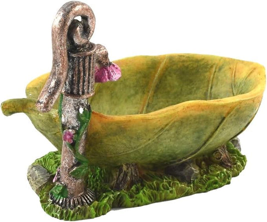 Treasure Gurus Leaf Shape Outdoor Fairy Garden Bath Soaking Tub Dollhouse Supply Landscape Decor