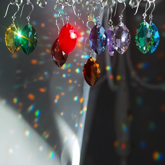 10pcs Crystal Prism Multi Colors Hanging Glass Ornament Horse Eye Pendant for Chandelier, Window Décor