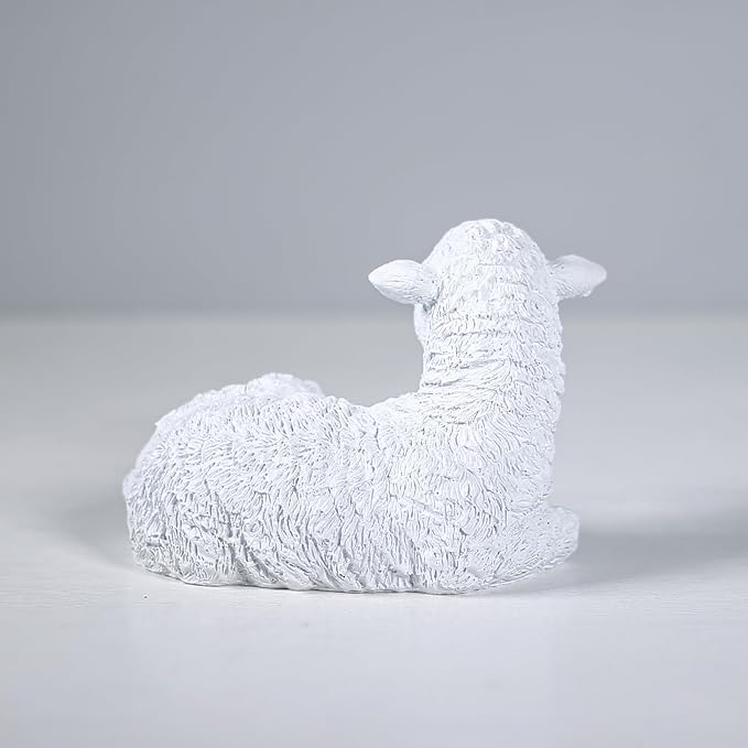 Outdoor Resin Sheep Sculpture Decoration Garden Farm Yard Gift Artificial Lamb Sculpture 5.9 x 3.9 x 3.5 inches