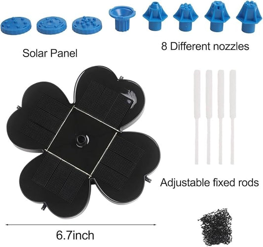 Solar Fountain Pump,Water Fountain Outdoor Garden with 8 Nozzles, for Bird Bath, Ponds, Garden and Fish Tank
