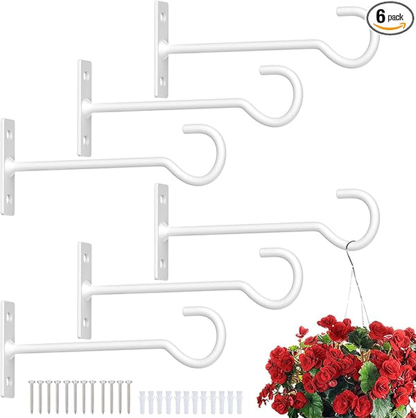 6Pack Plant Hook for Hanging Plant Bracket 6inch Metal Plant Hook Decorative Wall-Plant Wall Hanger forHanging Lanterns, Bird Feeder, Flower Basket, Home Decor Indoor & Outdoor