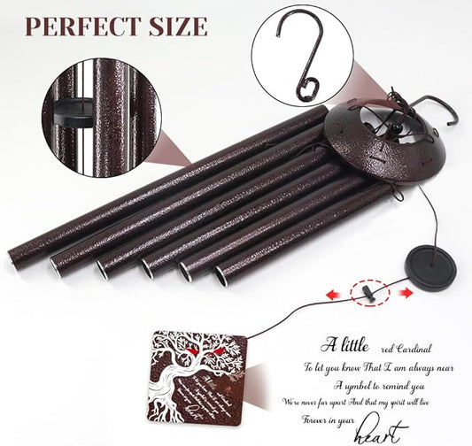 Memorial Wind Chime with Cardinal Bird and Tree – Sympathy Gift for Loss of Loved One – Bereavement Wind Chime with Saying “A Little Red Cardinal Bird to Let You Know” for Garden or Outdoor Decor