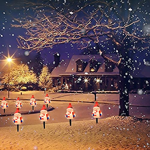 Christmas Snowman Pathway Stakes - 7Ft C7 String Lights, 4 Pack, White