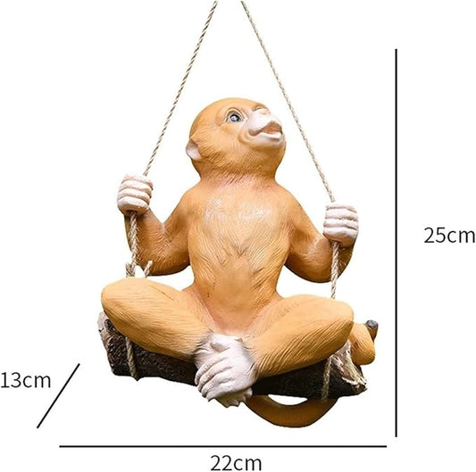 Cute Statues Garden Sculpture Outdoors Climbing Monkey Tree Hanging Backyard Decor(A)