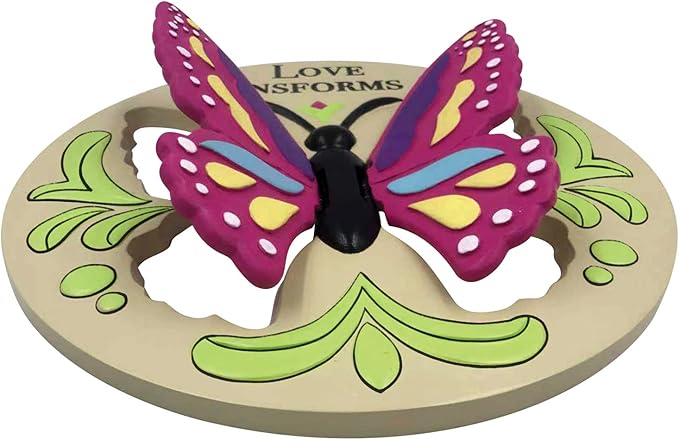 Evergreen Love Transforms Us, Butterfly with 3D Wings, Round Garden Stone