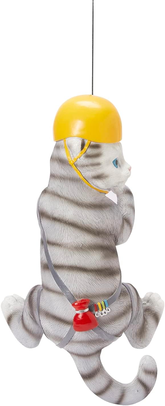 Climbing Cat Figurine Garden Wall & Tree Decor Statues, Animal Backyard Accessories, Hang on Wall, Yard Art Cat Gifts Figure Indoor and Outdoor Lawn Squirrel with Helmet Funny Decoration 12" Statue