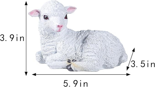 Outdoor Resin Sheep Sculpture Decoration Garden Farm Yard Gift Artificial Lamb Sculpture 5.9 x 3.9 x 3.5 inches