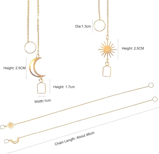 Sun Catcher Gold Chains Hook for Crystal Ball Pendant Suspension Window Prism DIY Christmas Tree Decoration 18inch 4pcs Sun Moon