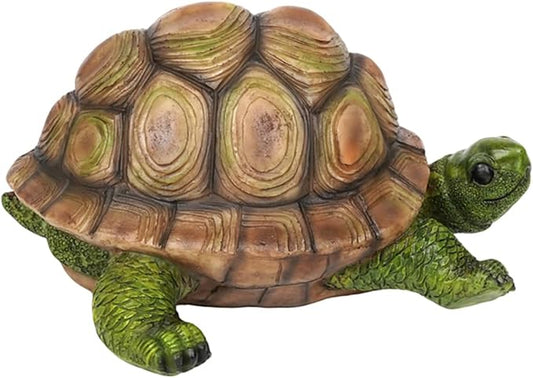 Garden Outdoor Turtle Statue, Resin Garden Sculptures Turtle Decor Realistic Tortoise Figurine for Outdoor Courtyard, Lawn Landscape, Pond,Festival and Birthday Gifts (Green-Right)