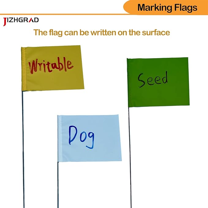 50Pack Pink Marking Flags, JIZHGRAD 15x4x5 Inch Marker Flags Use for Yard & Lawn, Boundary & Dog Training, Survey & Landscape, Sprinkler & Surveyor, Garden & Construction, High Visibility, Sturdy, Versatile, UV & Weather Resistant