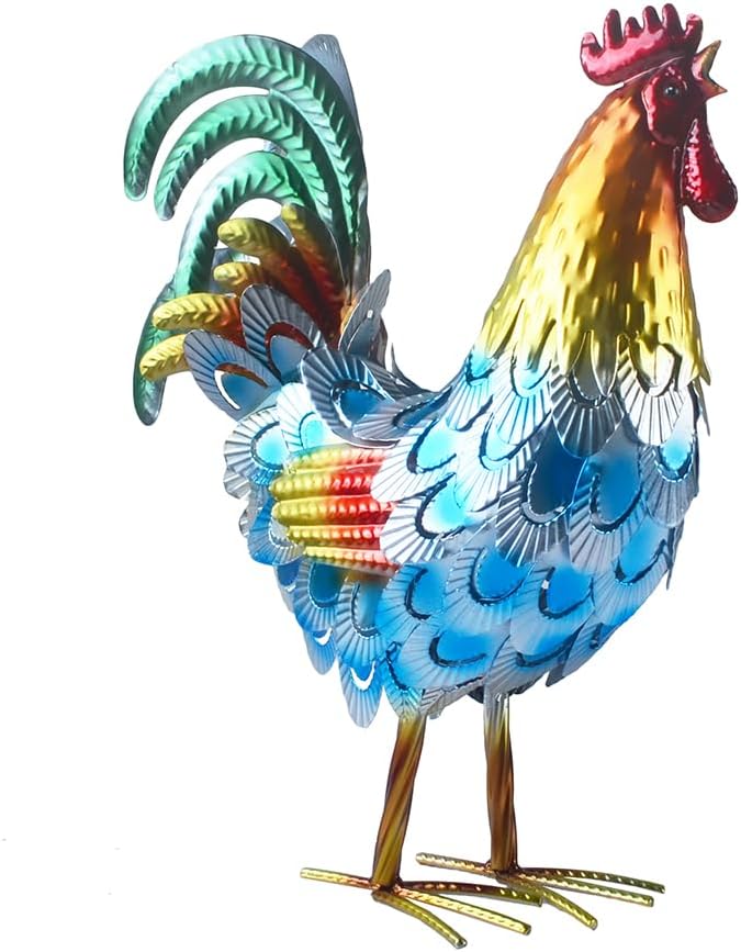 Metal Rooster Statue Garden Chicken Sculpture Decoration Metal Yard Art for Yard Outdoor Indoor Decoration (#H)