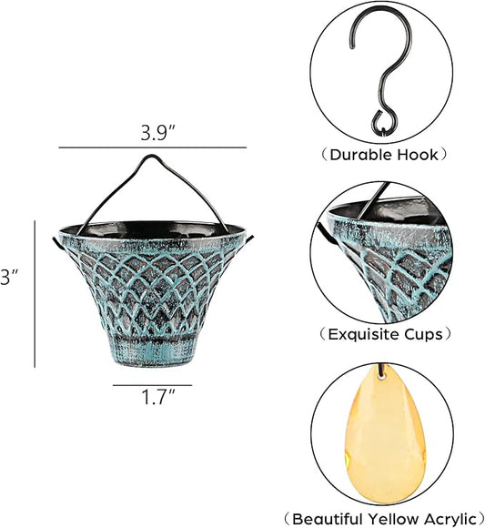 Tfro & Cile Rain Chain Gutter Downspout Catcher Outside Water Diverter Decorative Garden Rain Cups Chime Home Decor - 8 1/2 Feet Long