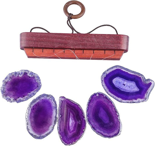 rockcloud Agate Slices Geode Wind Chime Home Garden Decoration Figurine