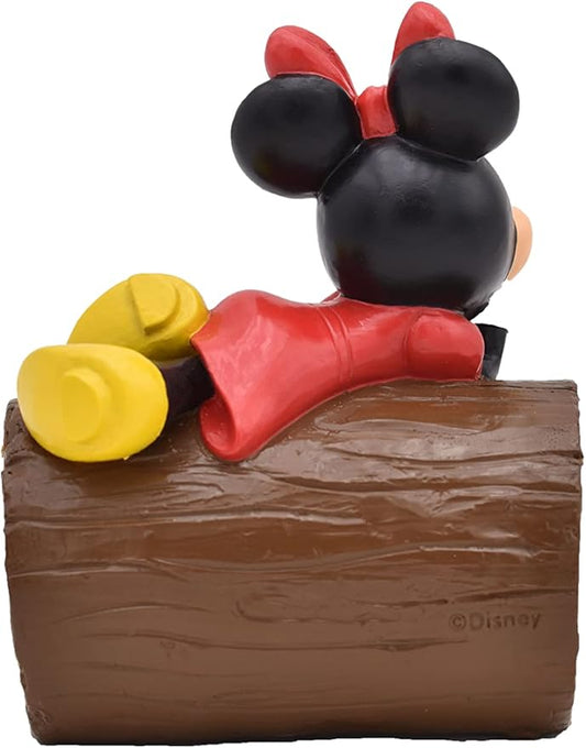 Disney Minnie Mouse Welcome Log Everyday Outdoor Garden Statue, 5 inches Tall, Officially Licensed Disney Product