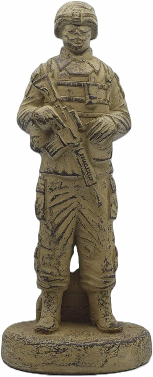 Solid Rock Stoneworks Small Standing Soldier 13in Tall Desert Sand Brown Color
