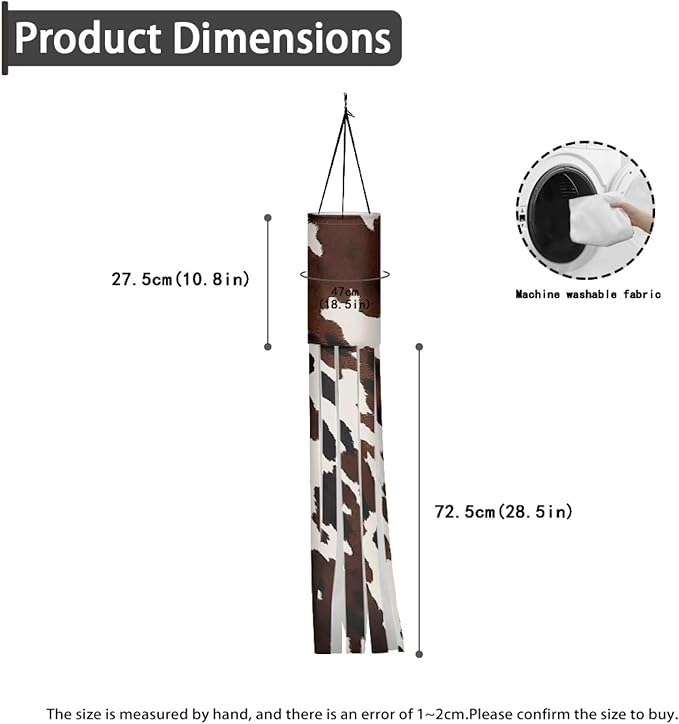 Brown Cow Windsocks Outdoor Durable Fabric Polyester Home Yard Patio Lawn Garden Balcony Christmas Decoration (Red)