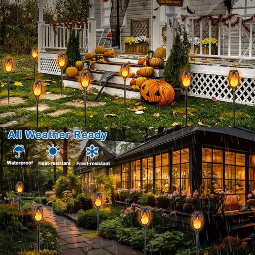 Solar Torch Lights - 16 Pack Flickering Flame Waterproof