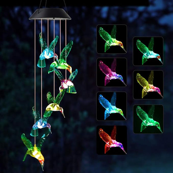 Mother Gifts, Hummingbird Gifts for Grandma, Hummingbird Wind Chimes Outdoor,Solar Wind Chime, Gift for mom, Birthday Gift for Women, Garden Decor, Yard Decor