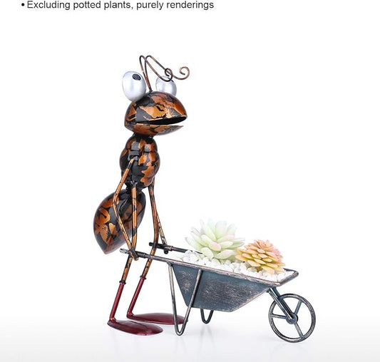Tooarts Metal Ant Garden Decor Sculpture Home Patio Lawn Yard Indoor Outdoor Statue Ornament with Removable Bucket