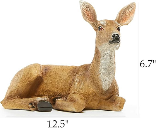 JHVYF Adorable Deer Statue Decor for Garden Yard Buck & Doe Lying Outdoor Sculptures for Home Decor 313