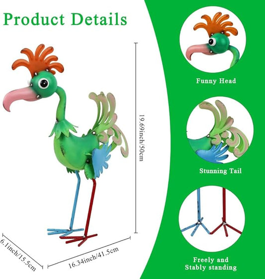 19'' Tall Metal Rooster Statue, Funny Rooster Sculpture Garden Decor, Metal Yard Art for Farmhouse, Lawn, Garden