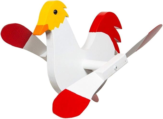 White Rooster Whirligig/Whirly Bird Garden Spinner Lawn Decoration Amish-Made