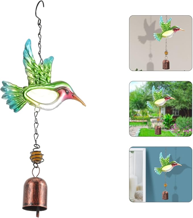 Metal Hummingbird Wind Chime Lightweight Metal Animal Design Sound Outdoor Garden Patio Hanging Decor