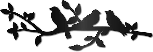 CREATCABIN Bird Metal Wall Art Birds on Branch Vine Olive Wall Hanging Sculpture Home Decor Sign Ornaments for Home Garden Living Room Indoor Bedroom Outdoor Decor 11.8x3.9Inch