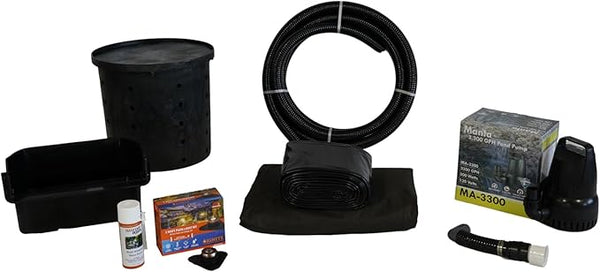 HALF OFF PONDS Simply Waterfalls 3200 Pond Free Waterfall Kit, with 10 ft by 25 ft PVC Liner and 3,200 GPH HydroFlow Series Submersible Pump - PVCPSAN0