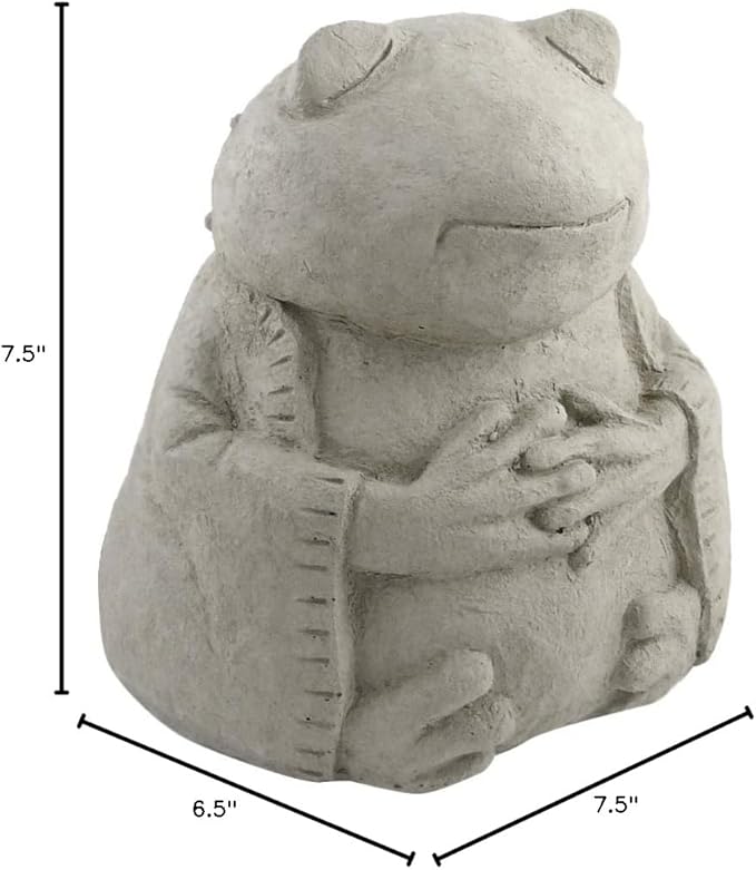 Modern Artisans Meditating Frog - Cast Stone Garden Sculpture : Large Size, Grey Stone Finish