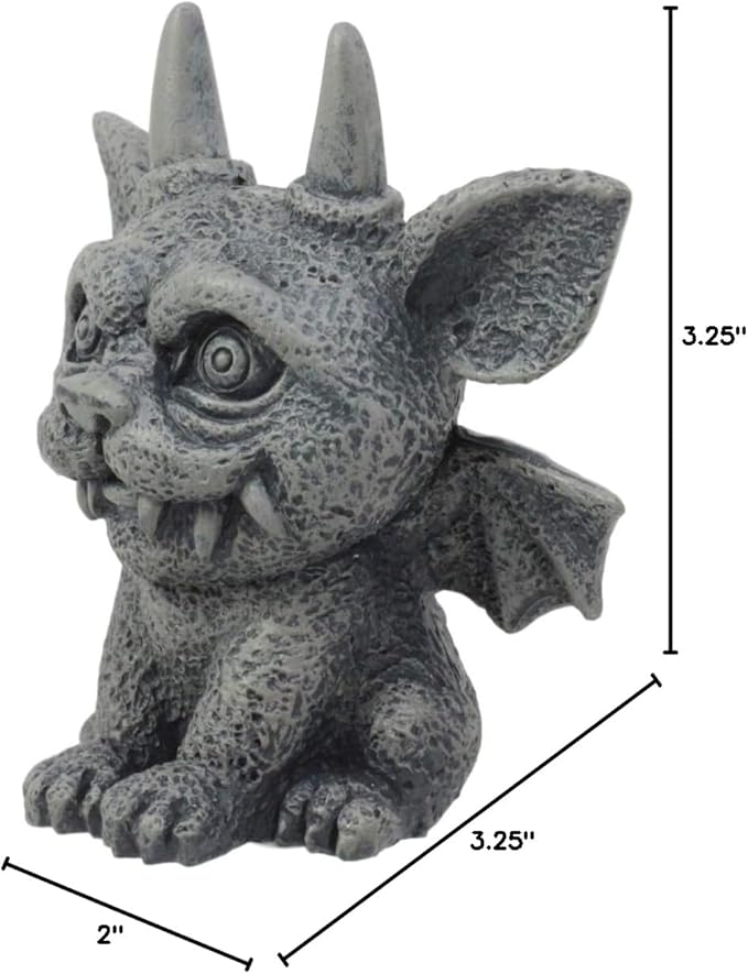 Ebros Gothic Horned Bat Cat Gargoyle Bast Figurine Small Mythical Fantasy Decor Statue 3.25" Tall As Talisman of Protection Fairy Garden Accessory DIY Renaissance Or Medieval Collectible