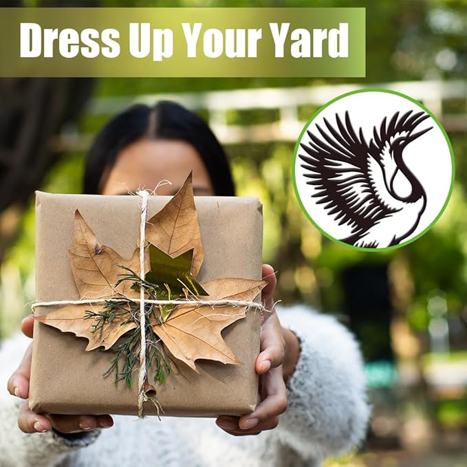 SUPERDANT Metal Crane Garden Decor for Outside Zen Bird Yard Stakes for Decorations Outdoor Statues Iron Art Stake Decorative Silhouette Lawn Ornament Patio Porch Farmhouse Decoration Gifts
