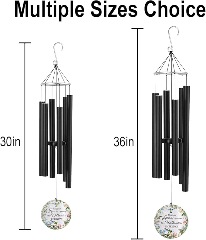 Personalized 30" Memorial Wind Chimes for Outside, Bereavement Gift in Remembrance of a Loved One, Sympathy Gift for Loss of Mother Father Husband, Garden Patio Decor