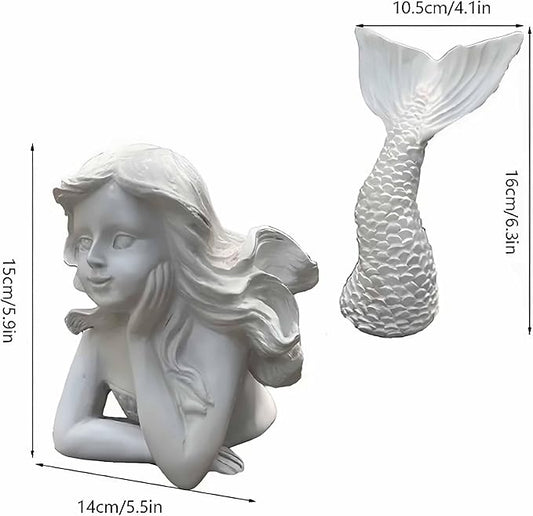 BGBWBFBR Handmade Mermaid Statue Set with Blue and White Starfish: A Beautiful Addition to Your Home Décor