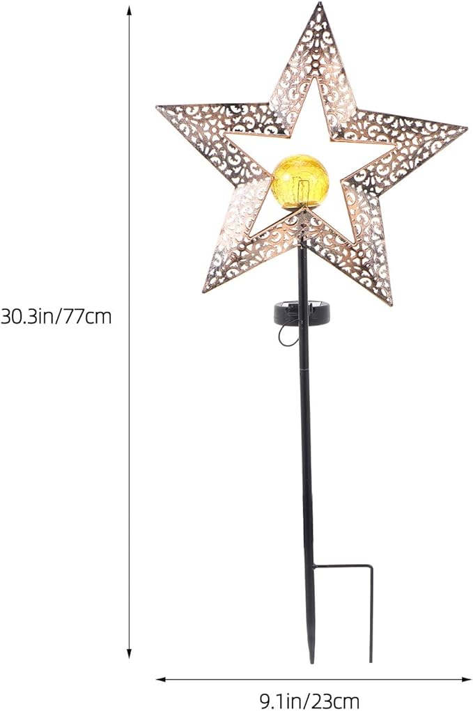 Outanaya Solar Iron Craft Garden Lawn Ground Light Star Hollow-Out Solar Pathway Lamp Outdoor Landscape Yard Decor