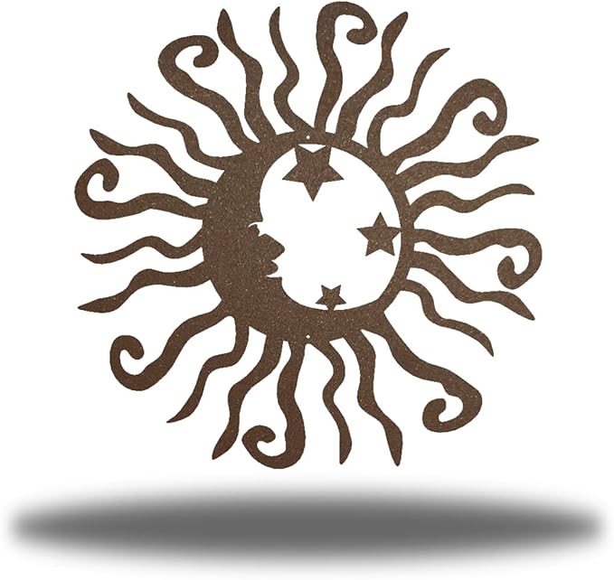 Riverside Designs Wacky Solar Moon Metal Wall Art Steel Outdoor Decor | Heavy-Duty and Waterproof | Made in USA (Rust, 30" L x 30" W)